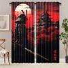 2pcs Elegant Anime Samurai Sheer Curtains – Artistic Decor for Bedroom & Living Room
