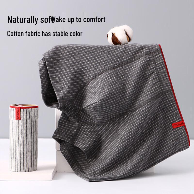 Bo Rui Men's Cotton Striped Boxer Briefs