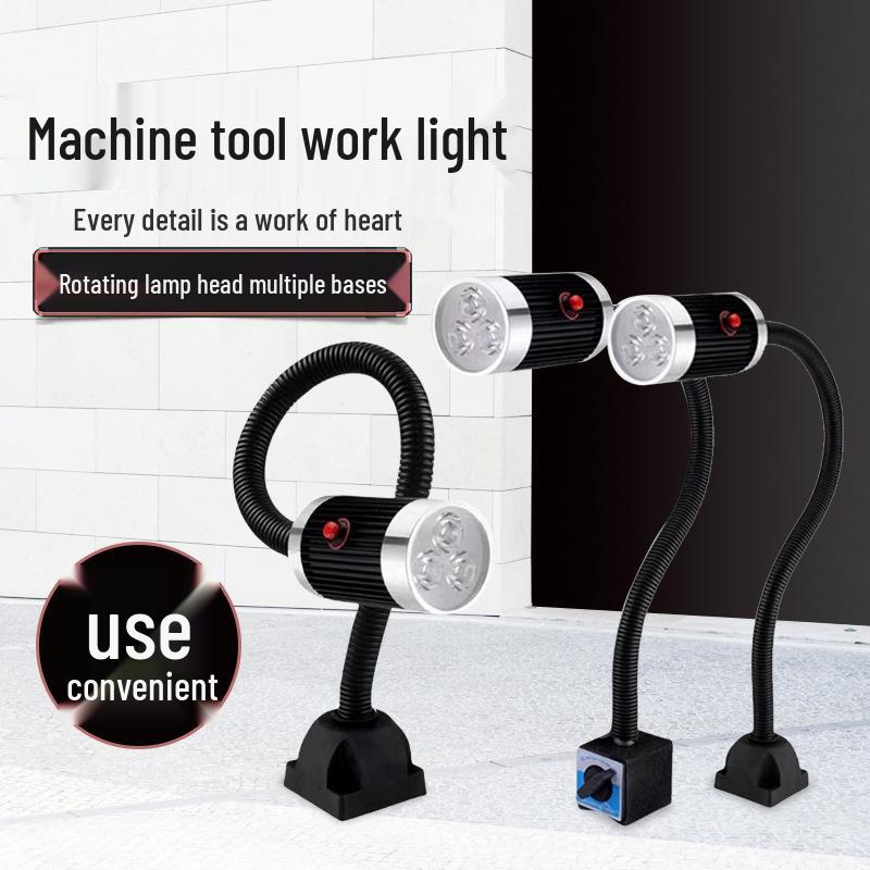 LED Machine Tool Work Light with Flexible Hose and Magnetic Square Base for Lathe and Sewing.