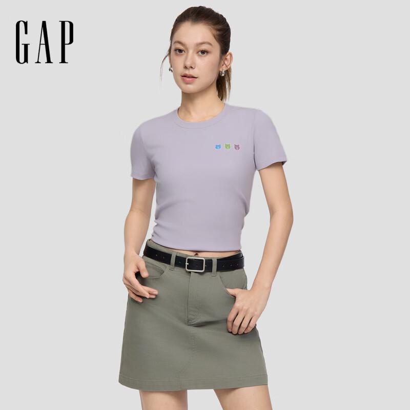 Gap Women's 2026 Spring Colorful Bear Embroidered Knit T-Shirt