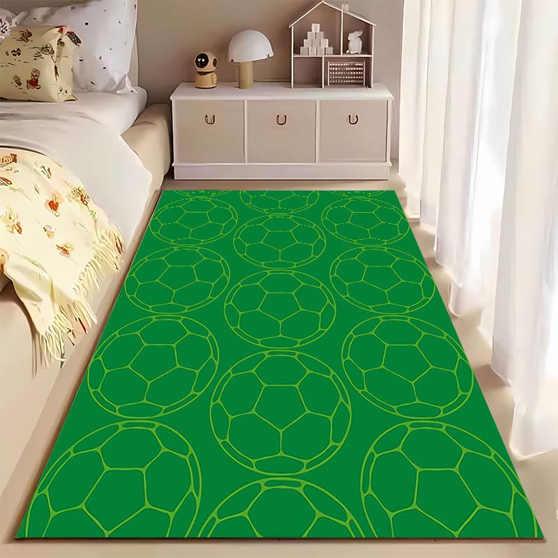 Soccer Ball Pattern Green Carpet suitable as a non-slip mat for the living room or bedroom sofa