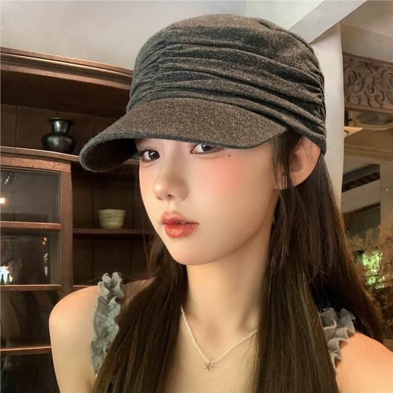 Japanese Lazy Retro Yamamoto Style Pleated Stacking Feeling Beret Women'S Spring And Autumn Versatile Breathable Big Head Circumference Newsboy Hat
