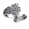 Retro Butterfly Floral Adjustable Ring - Open, Versatile, and Stylish.