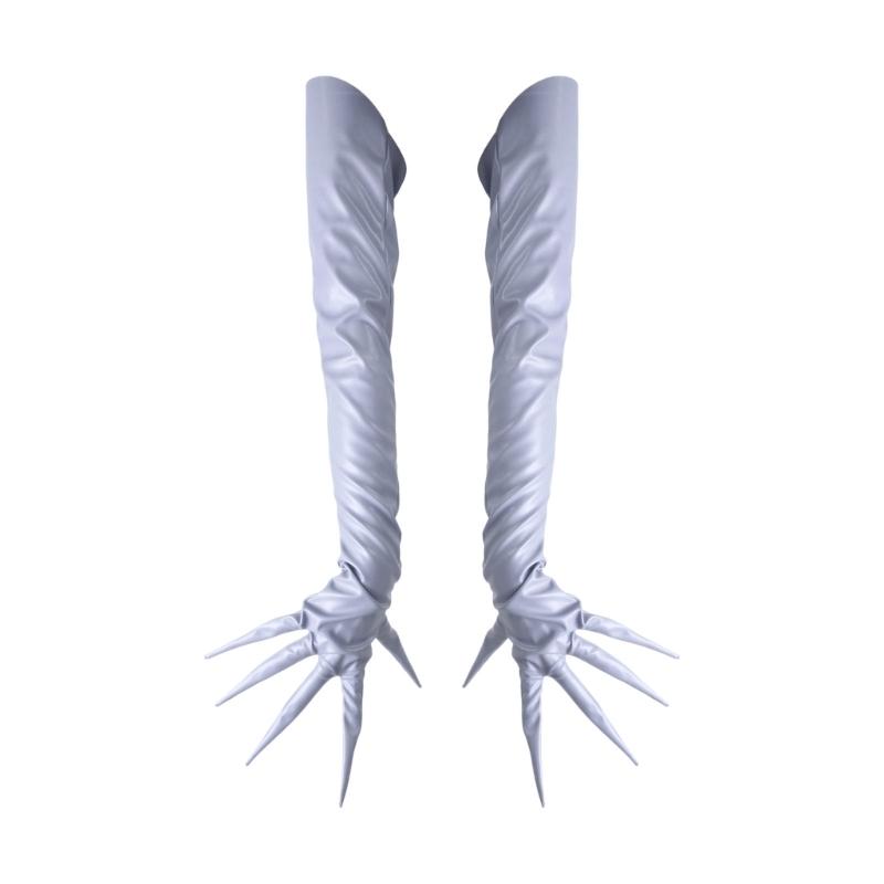 Long Finger Enamel Leather Gloves For Cosplay Event Nails Protection Costume Accessories Arm Sleeves for Halloween Party