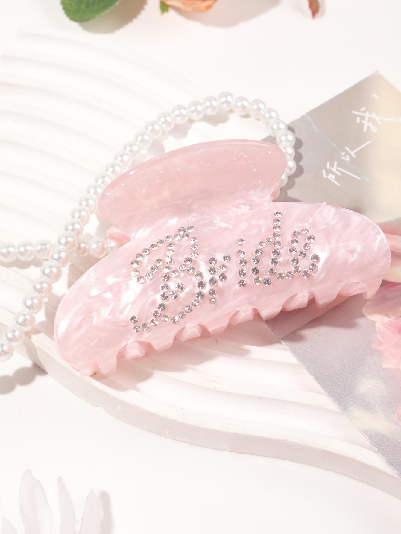 

Большие заколки-краб для женщин, заколки для волос из ацетата со стразами для густых тонких волос, подарки подружкам невесты, на свадьбу и День святого Валентина розовый