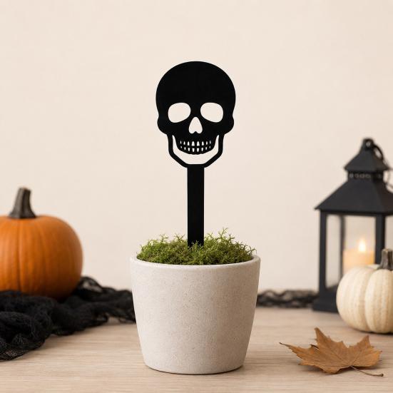 Halloween Gartenstecker 5 Stück Pflanzstecker, Acrylschild für Außenbereich Garten Rasen Hinterhof, Pflanzen Dekorationen Geisterhaus Schwarze Katze Silhouette Kunst Dekor