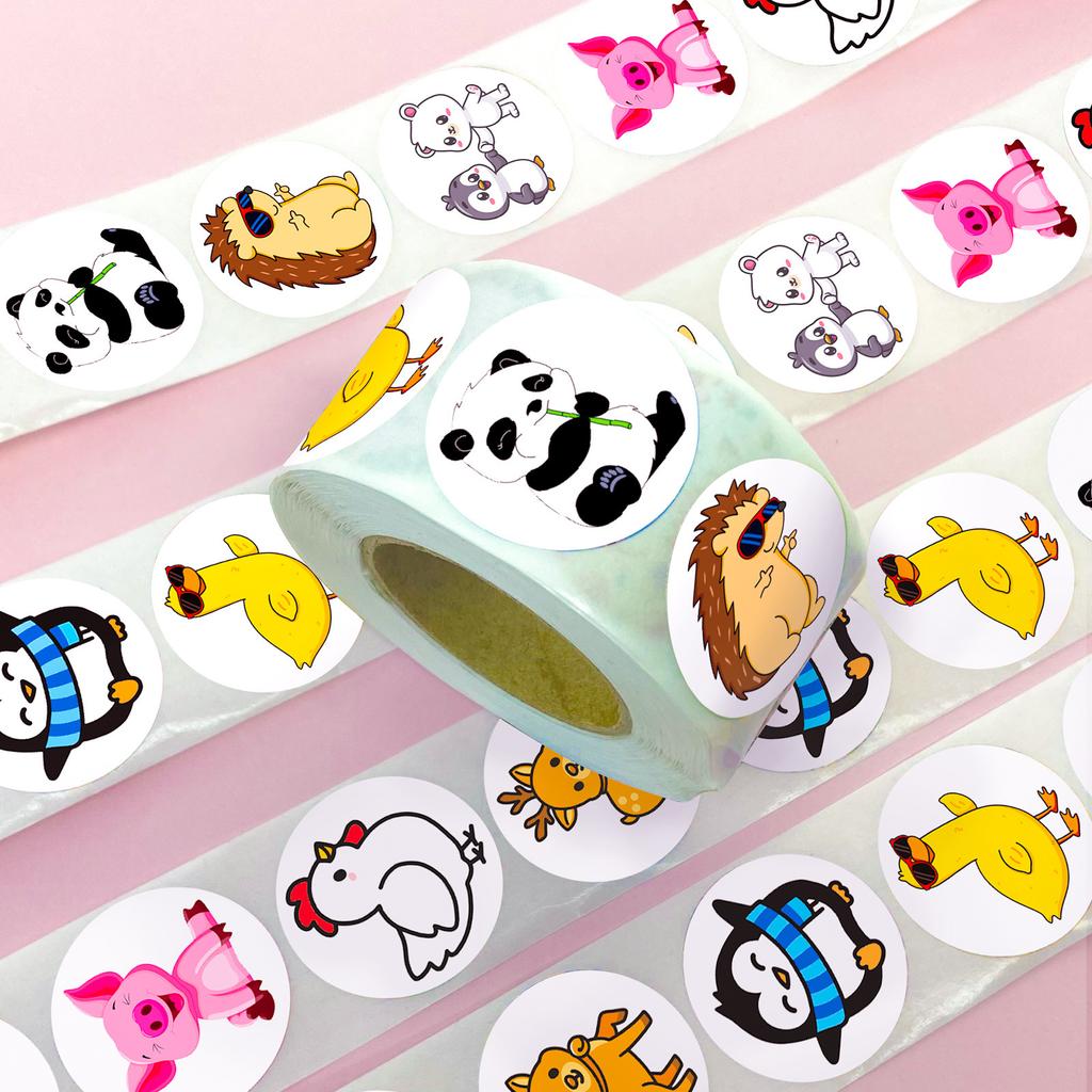 500 Sheets/Roll Cute Little Animal Roll Roll Sticker Children'S Cartoon Hedgehog Deer Cartoon Mix And Match Sticker