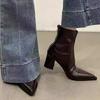 Fashion Pointed Toe Women's High Heels Ankle Boots 2025 Designer Elegant Shoes Fashion Winter New Trends Short Boots Dress Party Pumps