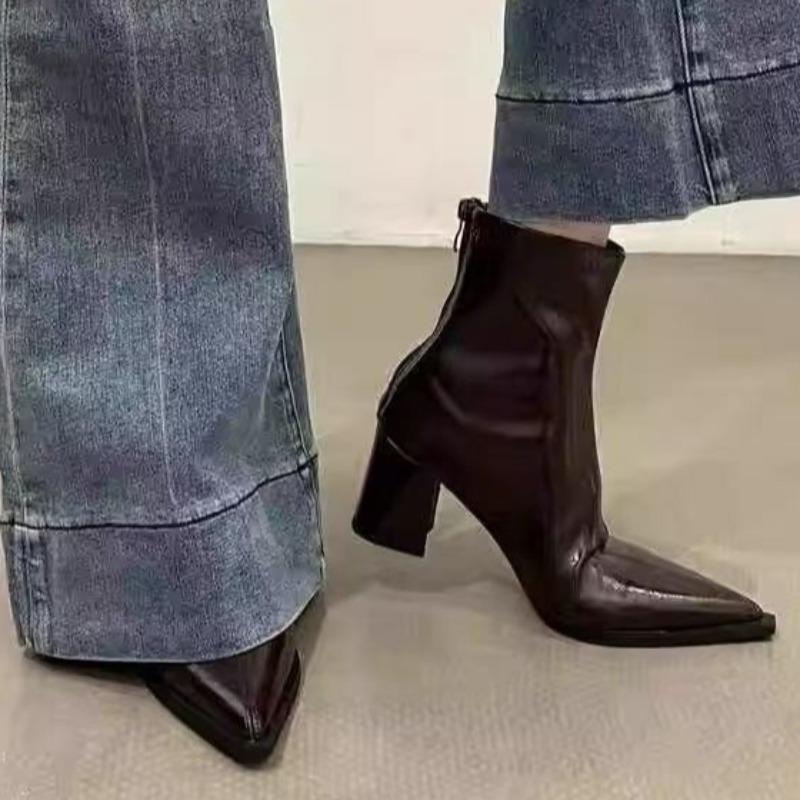 Fashion Pointed Toe Women's High Heels Ankle Boots 2025 Designer Elegant Shoes Fashion Winter New Trends Short Boots Dress Party Pumps