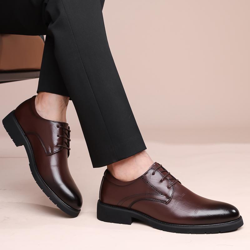 Business Men'S Leather Shoes Classic Gentleman Minimalist Style Adult  Shoes Retro Black Brown Work And Office Suits