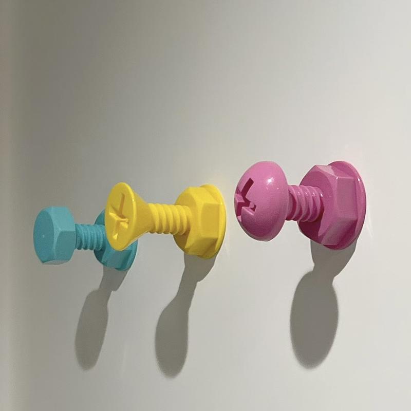 1Pcs/1Set Screw Self-Adhesive Hook Cute Cartoon Sticky Hook For Wall Door Non Punching Hooks For Bag Storage Organizer