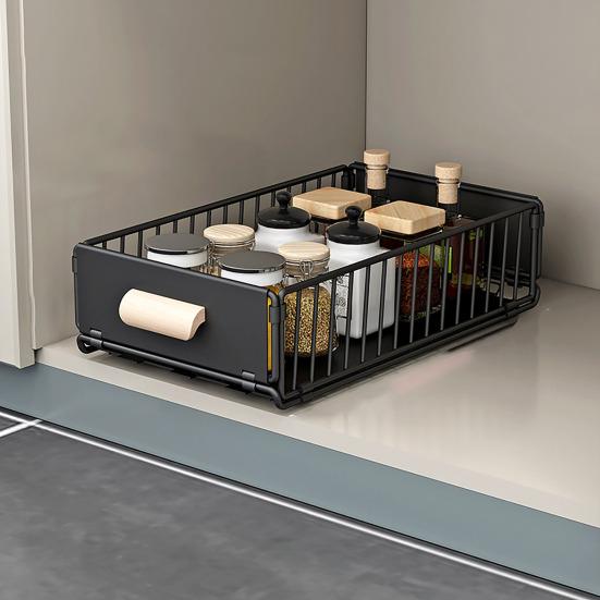Pull-out Storage Rack Large Capacity Drawer Design Multipurpose Slide-Out Under-Sink Organizer Bathroom Storage Shelves