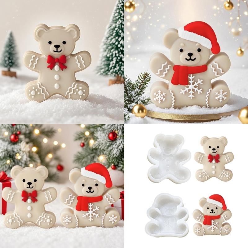 Weihnachtsbär Silikonformen Tier Kuchen Silikonform Fondantformen zum Basteln Kerze Seife Schokolade Backwerkzeug