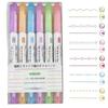 Curve Pen 6 colors types Dual-tip water-based fluorescent Flowerwavy lineheart pattern roller stamp Planner illustration DIY office writing supplies