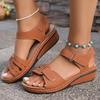 2022 Plus Size Peep Toe Velcro Sandals - Women's Casual Roman Style