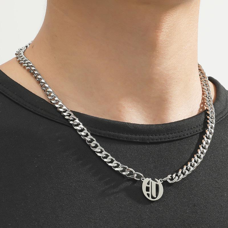 Stainless Steel English Letter Pendant Cuban Necklace - Hip-Hop Trend