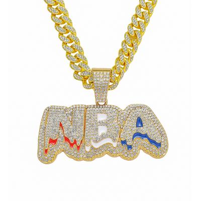 Basketball voller Diamanten Buchstabenanhänger Kubanische Kette, Hip Hop Neue Mode Diamant Halskette