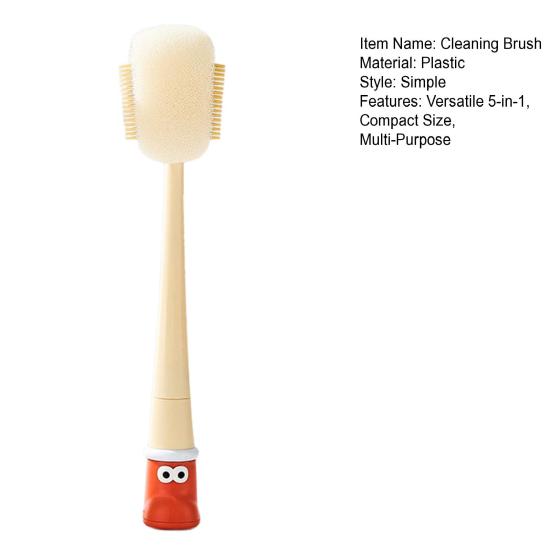 360stupňový flexibilní silikonový kartáč na láhev 5 v 1 multifunkční čisticí sada s měkkými pevnými štětinami