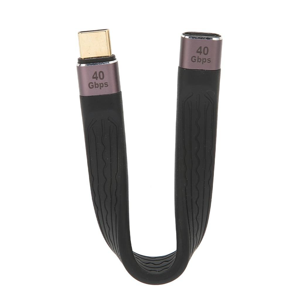 Soft 40Gbps 8K Short USB C Cable Dual Head FPC PD 100W Type C Male to Type C Female 13.8cm Fast Charging Cable Fast Charging
