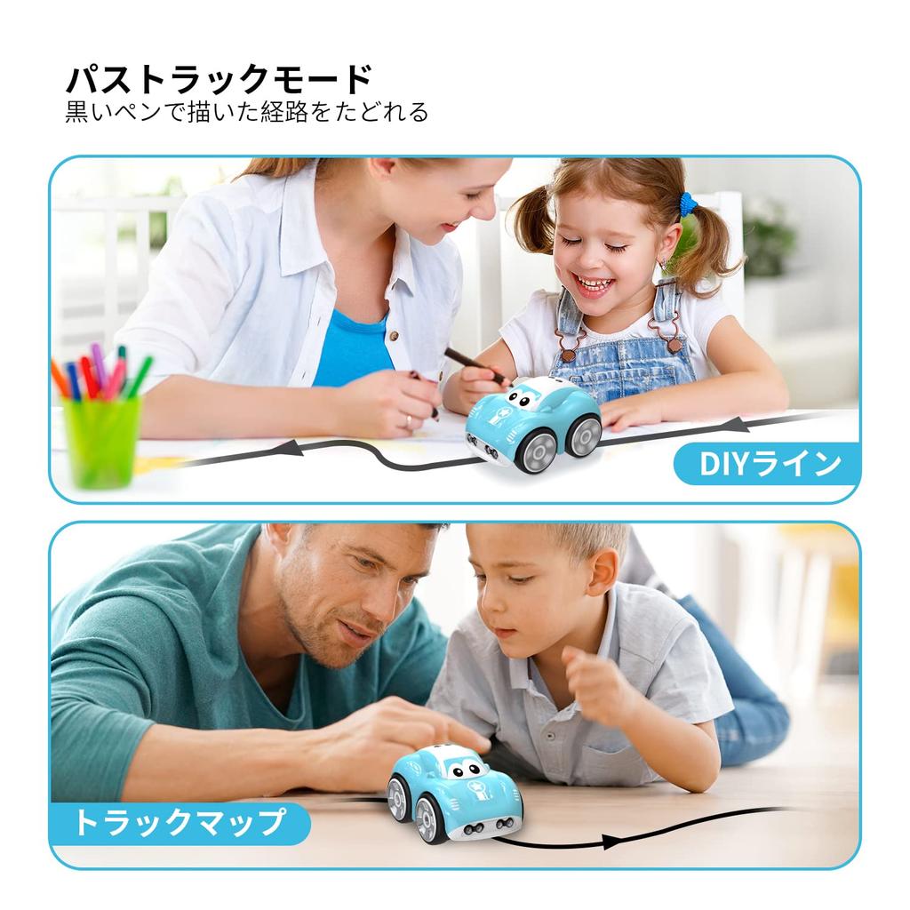 DEERC Remote Control Car for Remote Control Toy with Follow Obstacle Path Dog and Cat Pet for Elementary and Middle School Blue Kids, Mode, Avoidance,