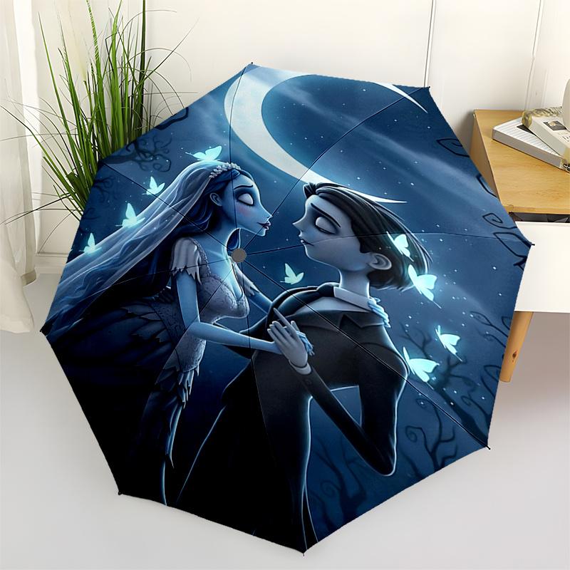 S Corpse Bride Inspired Automatic Folding Umbrella 8 Bone Iron Frame,Portable Design for Fans and Travelers0147b