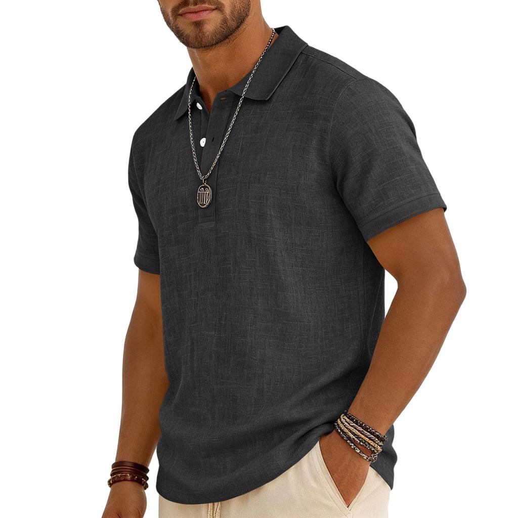 Men's Casual -color Summer - Cotton And Linen Short-sleeved Shirt