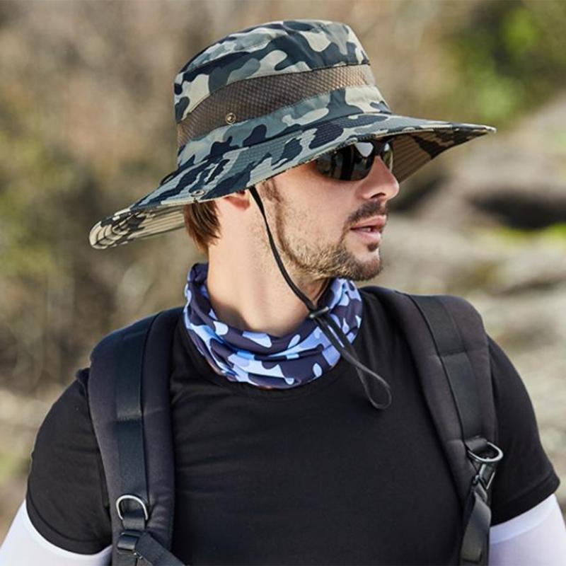 Foldable Bucket Hat for Adult Teenagers Wide Brim Foldable Fisherman Hat Spring Summer Anti-uv Hat Camouflage Design
