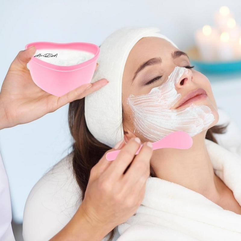 3/6 Sets Heart-Shaped Facial Mask Mixing Bowls with Scraper - Plastic DIY Skin Care Tools for Family And Salon Use