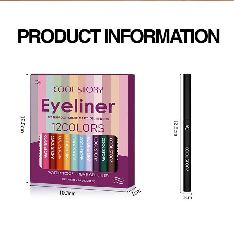 Σετ 12 χρωμάτων Cool Story Ματ Eyeliner Gel Pen Πολύχρωμο Πάρτι Φεστιβάλ Ζωγραφική Ματιών και Προσώπου