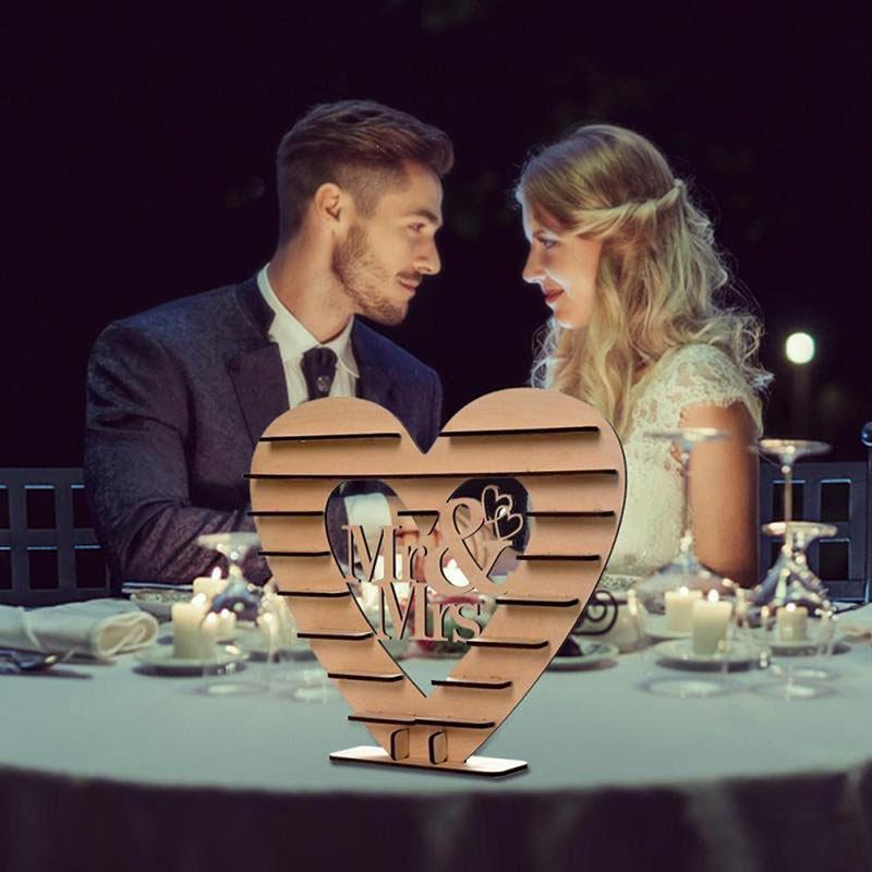 Bruiloft Houten Ornamenten Mr & Mrs Chocolade Stand Display Snoep Cupcake Desserts Houder Home Decor Bruiloft Feestrepen