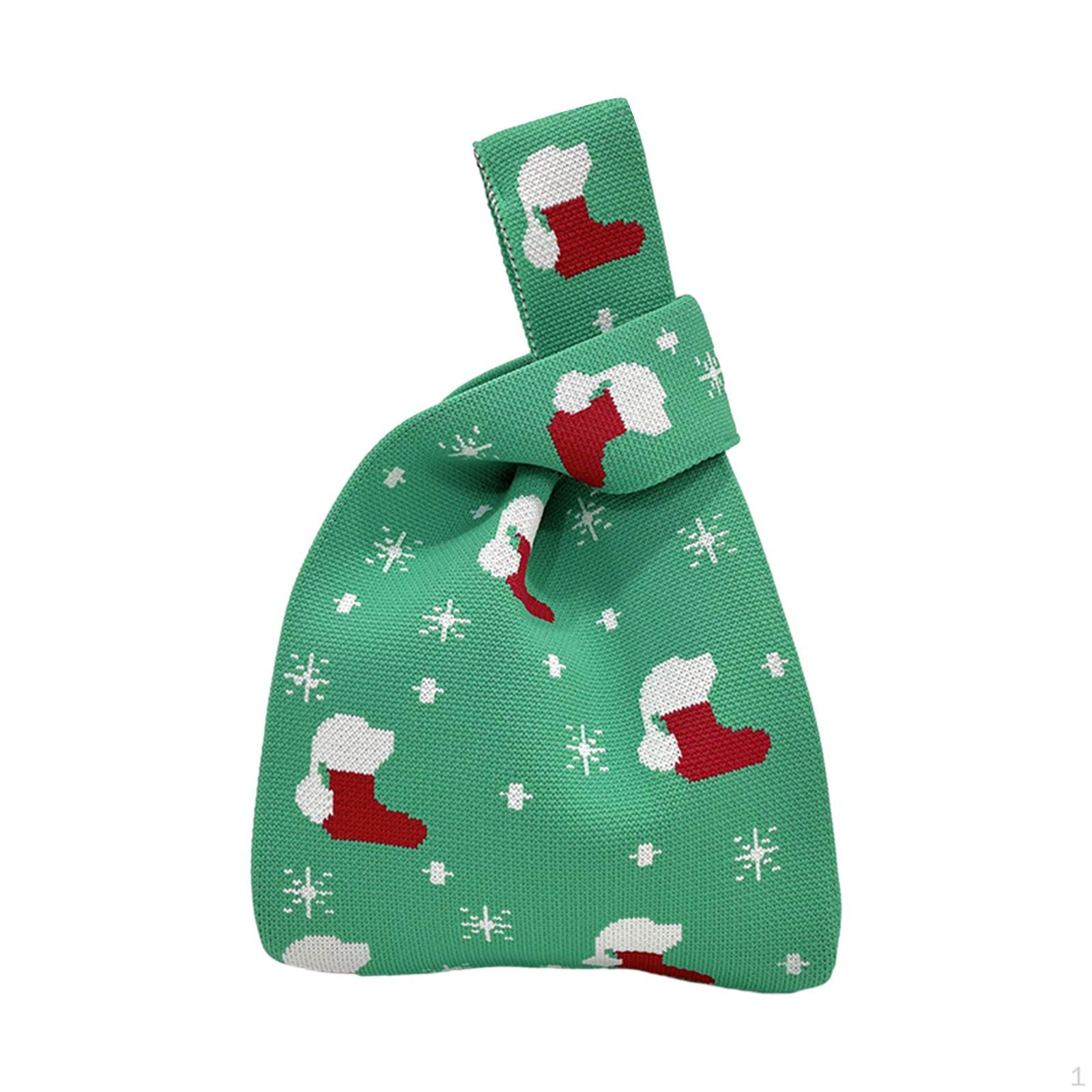 

Рождественская сумка через плечо женская вязаная сумка-тоут с открытым верхом элегантный узор со снежинками зелёный