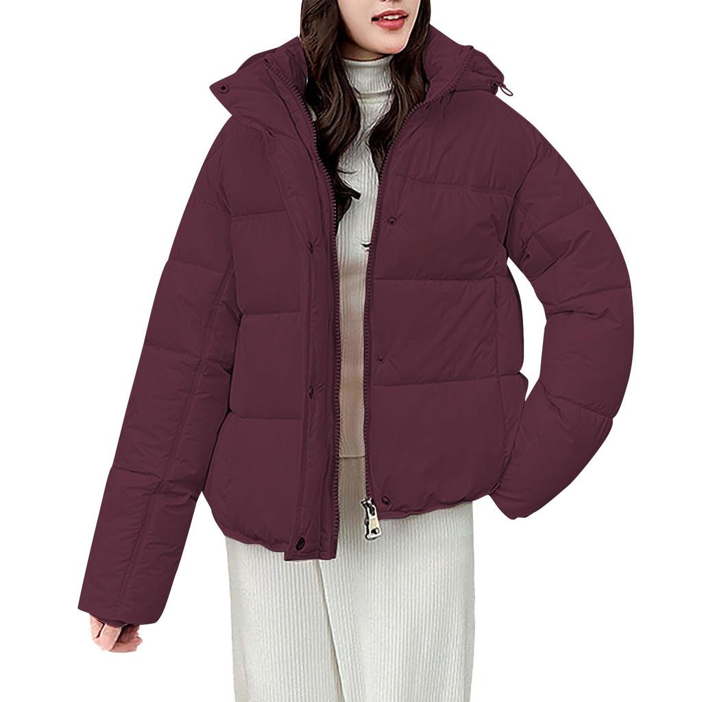 Ladies' Fashionable Solid Color Long Sleeved Loose Warm Hooded Jacket