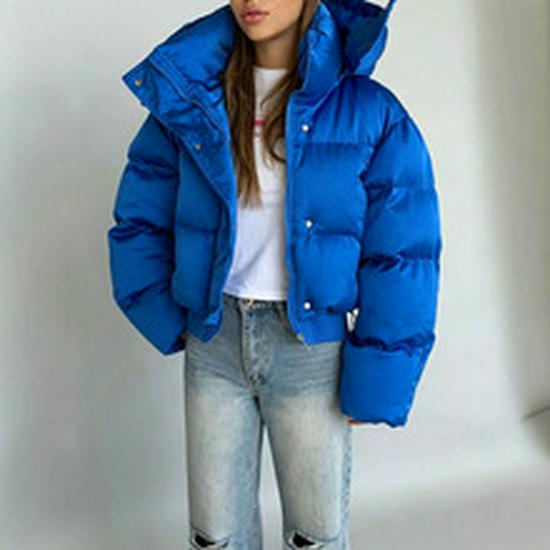 2025 Winter Hooded Waist-Cinching Long Cotton Coat for Women – Solid Color, Wide Hem, In Stock