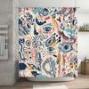 Vibrant Shower Curtain SetBlue Red Yellow Decorative Waterproof Fabric Bathroom Curtains with Grommets for Home Bathrooms