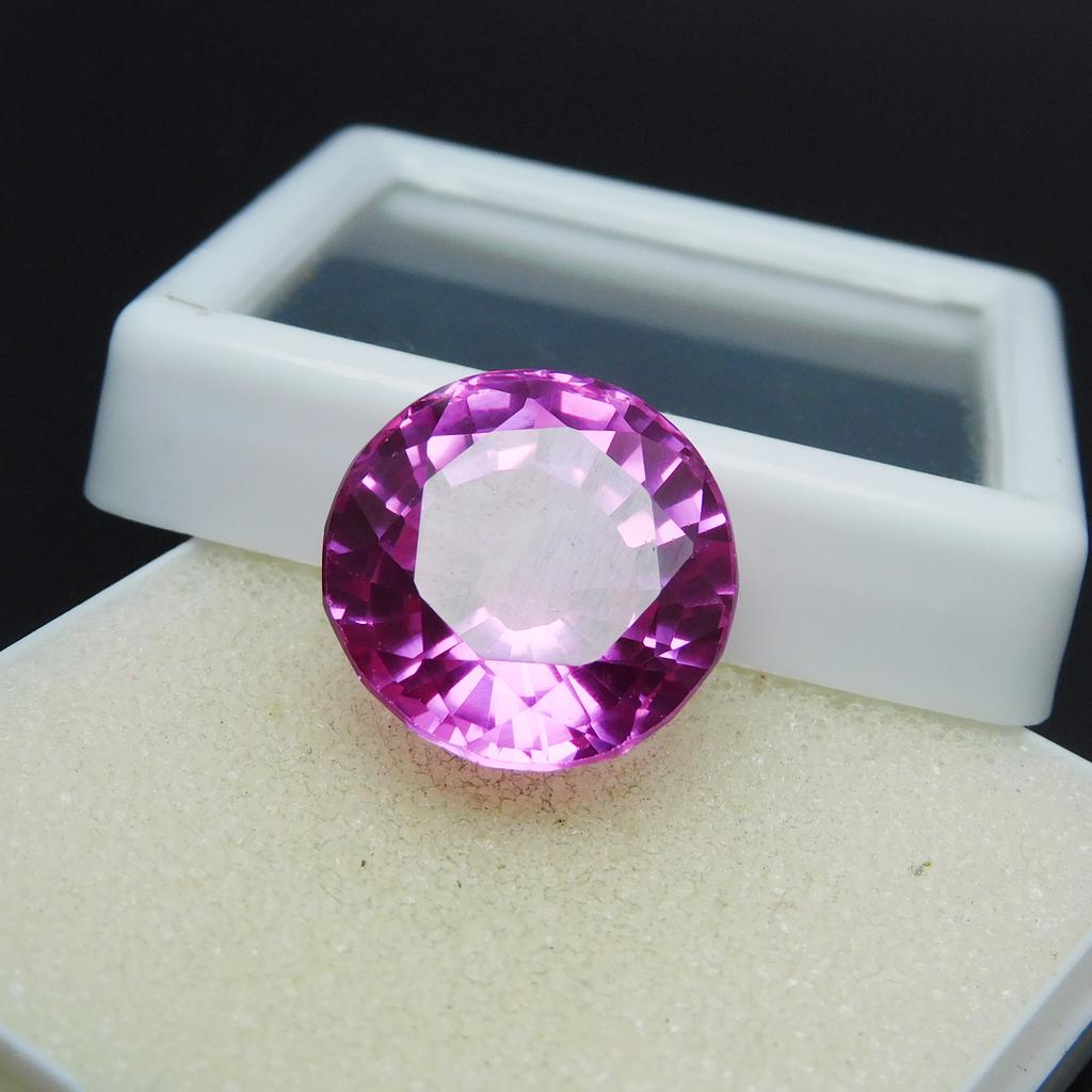 Natural Pink Sapphire Loose Gemstone Round Cut 24 Ct Enhanced September Birthday Birthstone