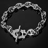 [Lucliss] Horseshoe Anchor Chain Bracelet, Zirconia, Surgical Stainless Steel 316L, Silver