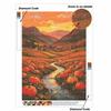 5D Diamond Painting Kit Pumpkin Patch River Sunset Full Drill Canvas Art DIY Rhinestone Craft for Modern Wall Decor