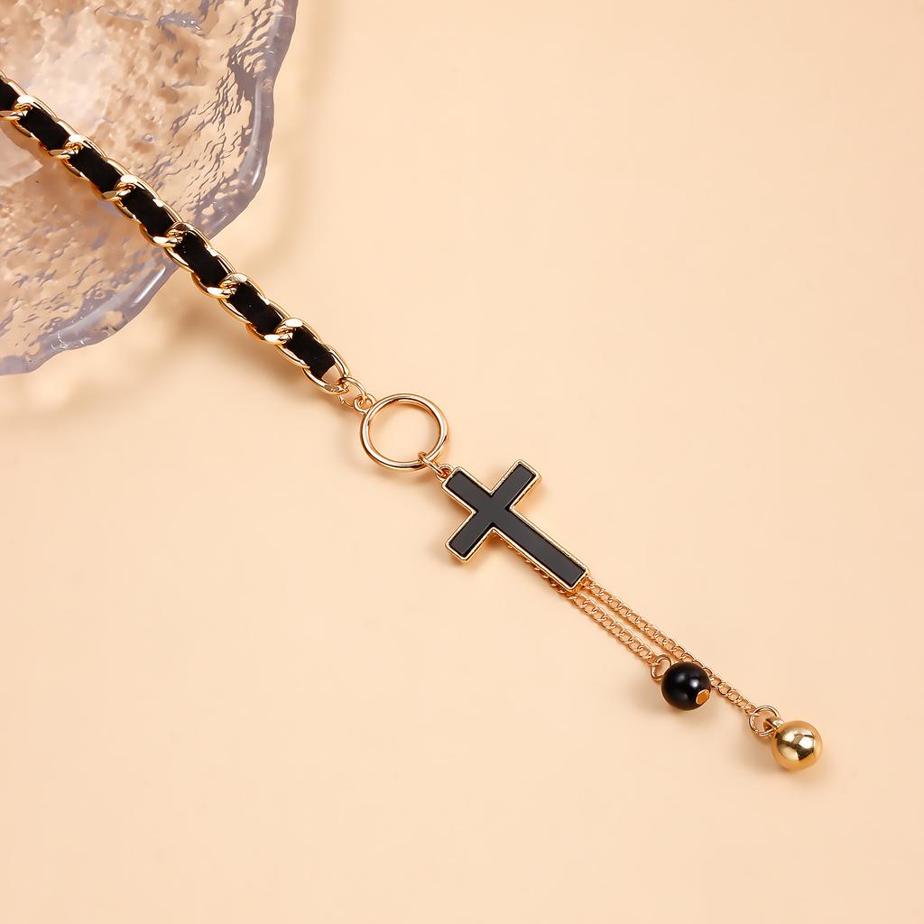 New Fashion Simple Black Cross Necklace, Women's Pendant Necklace, Valentine's Day Gift