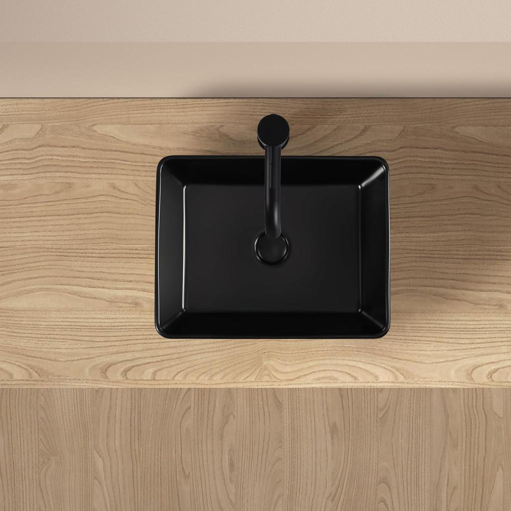 Mit exklusivem Abfluss von JOMOWN Handwaschbecken Freistehendes Handwaschbecken Keramik-Handwaschbecken [Wird im Set geliefert] Waschbecken, Schwarz, Schüssel, Stilvoll, Klein, Waschbecken,