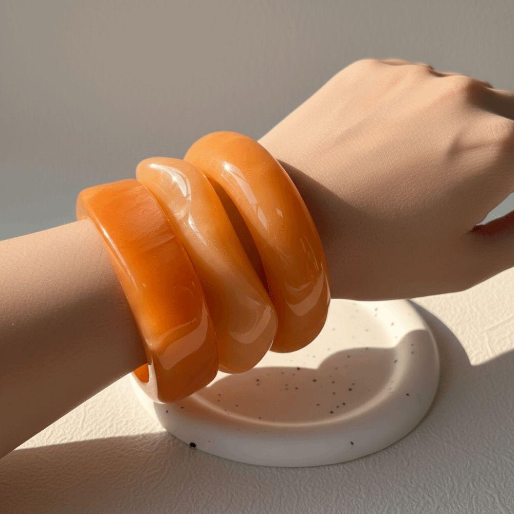Gradient Acrylic Bracelets Translucent Chunky Cuffs Wrist Jewelry Resin Bangles Music Festival