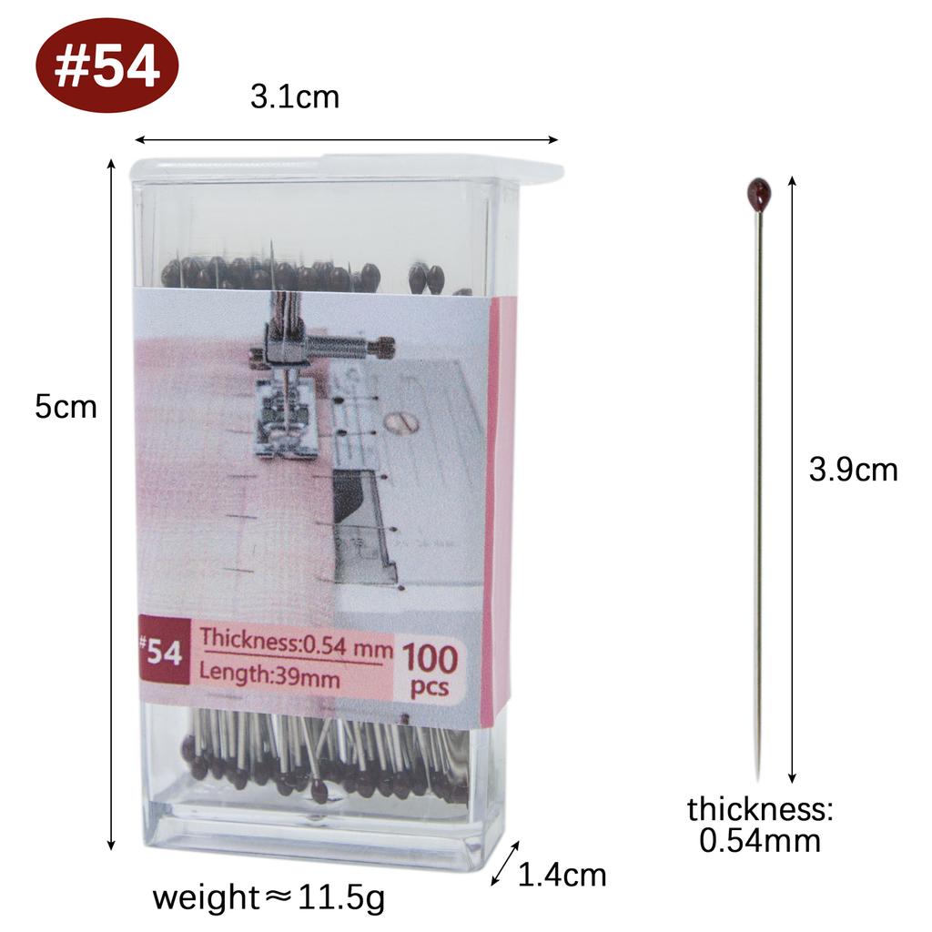 100PCS Extra Fine Sewing Pins, 0.29-0.54mm Stainless Steel Dressmaking Pins for Quilting & Delicate Fabrics
