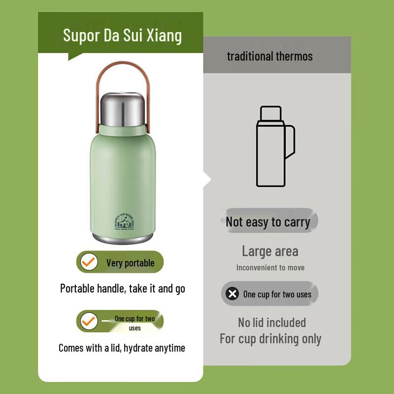 SUPOR KCV13AC10 Large Capacity Outdoor Double-Drink Insulated Bottle
