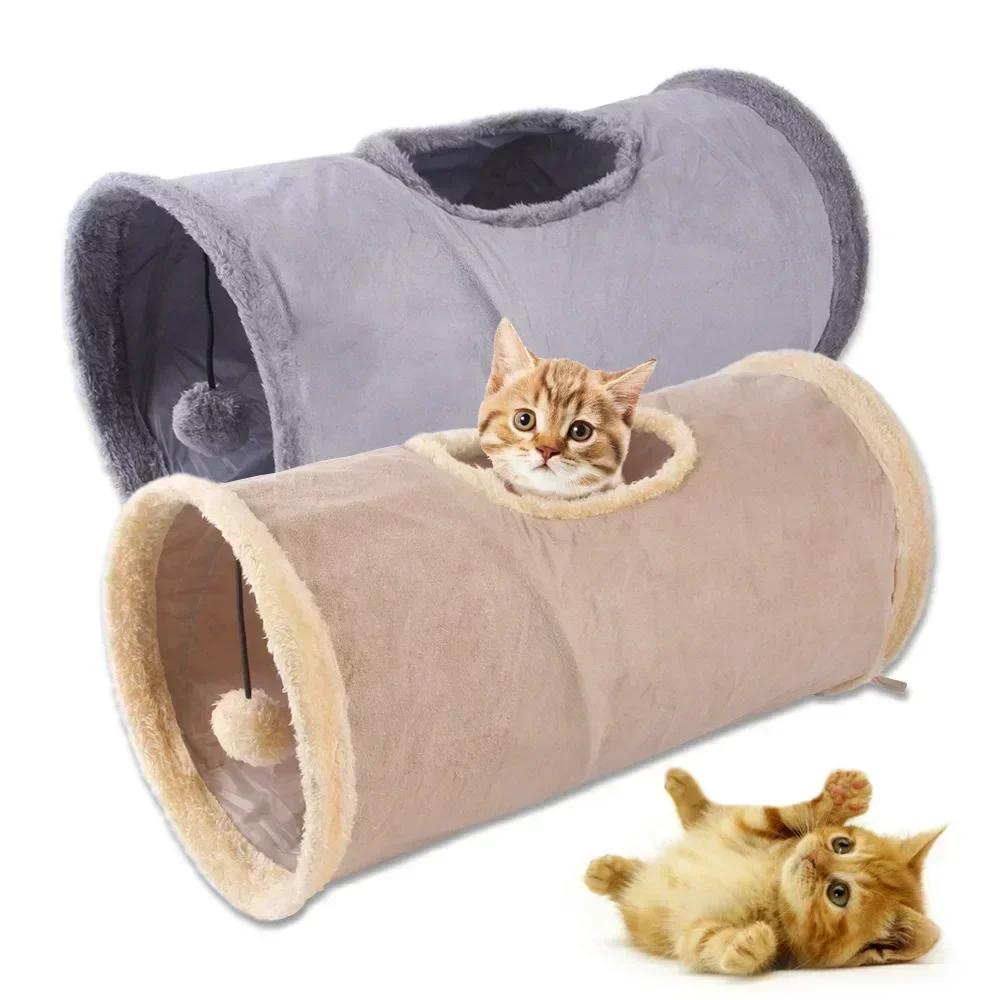 For Collapsible Cat Tunnel Suede Fabric Puppy Rabbit Play Chase Hide Tunnel Tube Indoor For Game Exercising Hiding Training Pet
