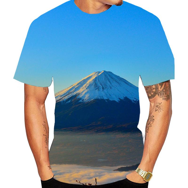 

Летняя бестселлерная мужская одежда Harajuku с 3D принтом Fujiyama топы для мальчиков и девочек y2k Ropa Hombre уличная одежда хип-поп футболки унисекс XXL