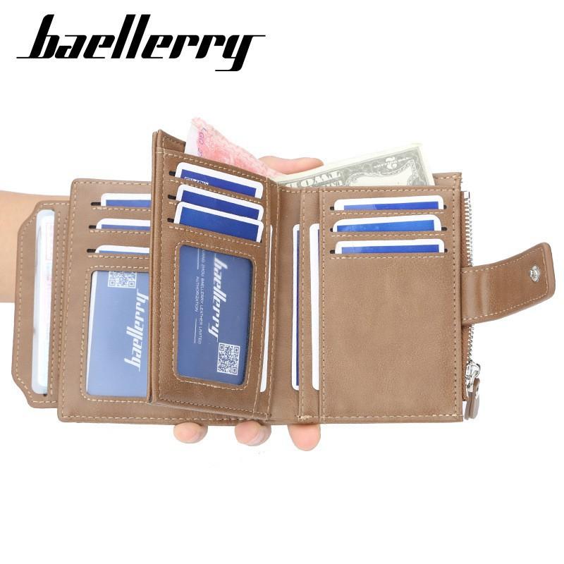 Wallet Men's Retro European American Three Fold Short Style With Multiple Card Slots Zipper Buckle High-end Small