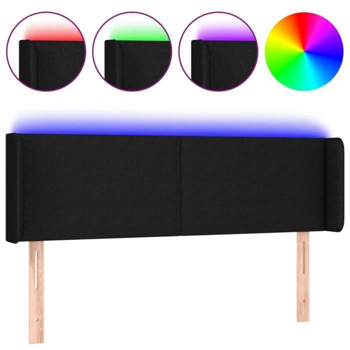3122956 vidaXL LED Headboard Black 147x16x78-88 Cm Fabric