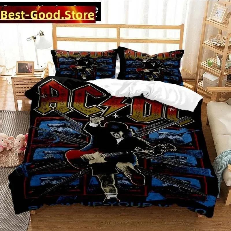 Fashion AC DC Rock Band Bedding Set Printed Bed Set With Pillowcase Bed Duvet Cover Soft Single Double Queen Super King Size