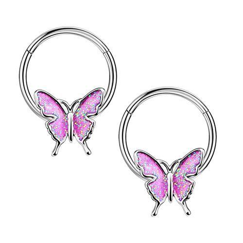 Hypoallergenic Butterfly Septum Ring Heart Pendant Nose Ear Accessories