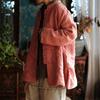 Johnature Women Chinese Style Stand Winter Parkas Orange Pink Button Coats Long Sleeve Linen Plus Cotton Women Parkas