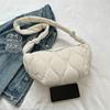 Female Pillow Shopper Bag Trendy Soft Down Cotton Padded Tote Handbag Solid Color Quilted Simple Crossbody Bag for Teenage Girls